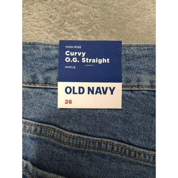 Old Navy Jeans Women 26 Blue Denim Curvy OG Straight High Rise Ankle Stretch - Picture 8 of 11
